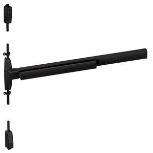 Von Duprin 7527 Narrow Stile Surface Vertical Rod Exit Device, Lever Night Latch, Fire Rated, 48 Inch (4 Foot), Matte Black, LHR - Left Hand Reverse