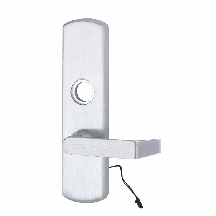 Von Duprin M996L-BE-06-R/V | Motorized Lever Blank Escutcheon 06 (Rhodes) | Rim and Vertical Rod | Satin Aluminum (US28) | Left Hand Reverse