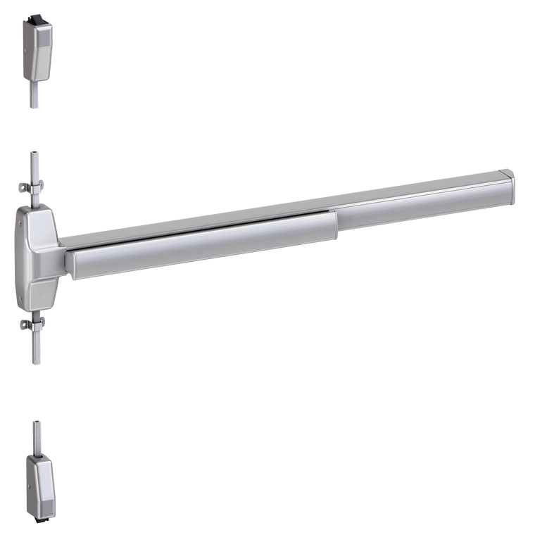 Von Duprin 7827 Wide Stile Surface Vertical Rod Exit Device, Lever Classroom, Fire Rated, 48 Inch (4 Foot), Satin Chrome, LHR - Left Hand Reverse