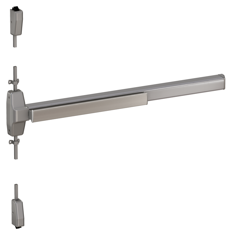 Von Duprin 7827 Wide Stile Surface Vertical Rod Exit Device, Lever Blank Escutcheon, Fire Rated, 48 Inch (4 Foot), Satin Aluminum, RHR - Right Hand Reverse