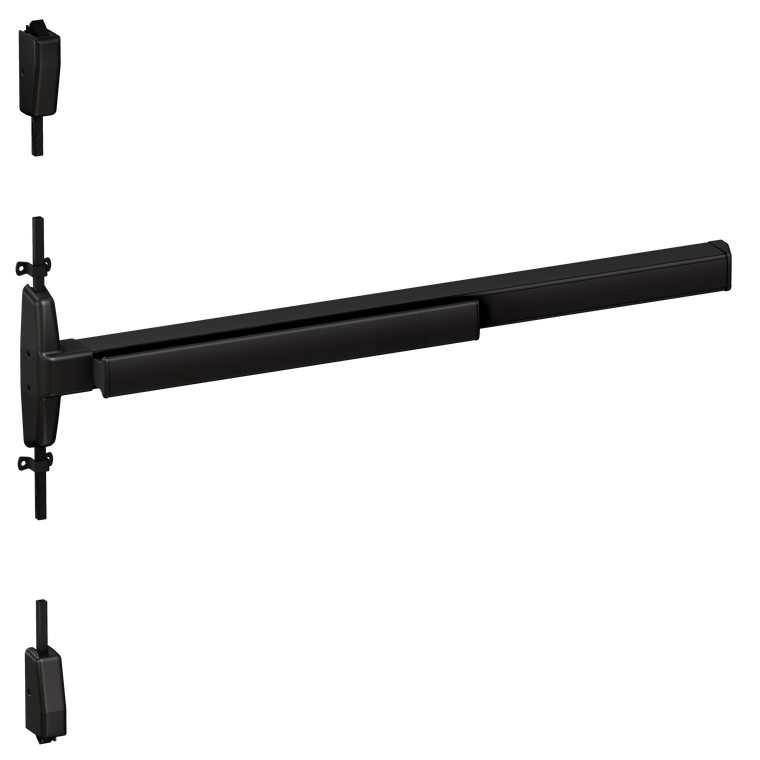 Von Duprin 7527 Narrow Stile Surface Vertical Rod Exit Device, Lever Night Latch, Fire Rated, 48 Inch (4 Foot), Matte Black, LHR - Left Hand Reverse
