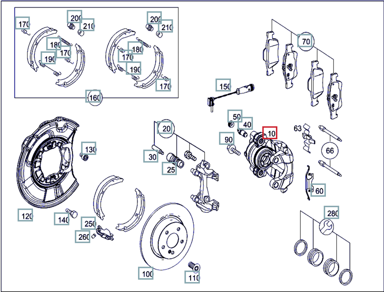 A0024202883 - Rear Right Brake Caliper (BOSCH)