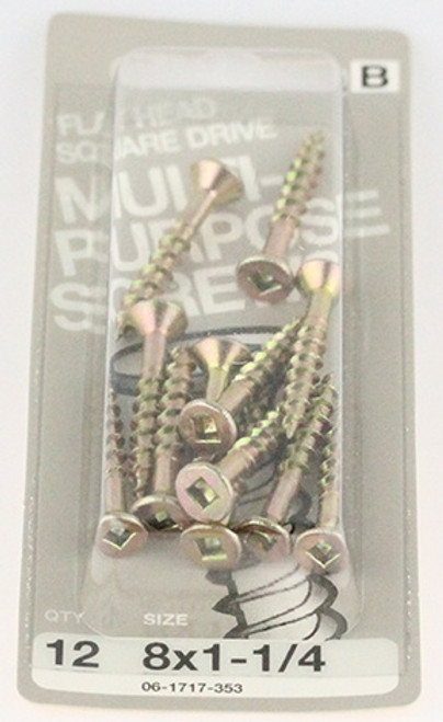 (12 Pack) Flathead Square Drive Multi-Purpose Screw - 8 x 1-1/4 - 12 Pack