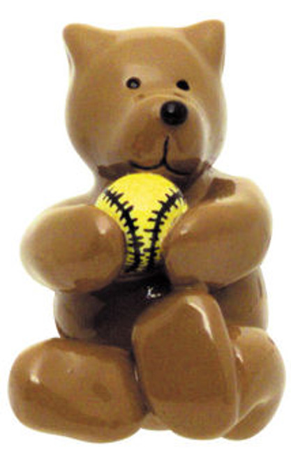 Teddy Bear Hugging a Baseball Knob - 2"