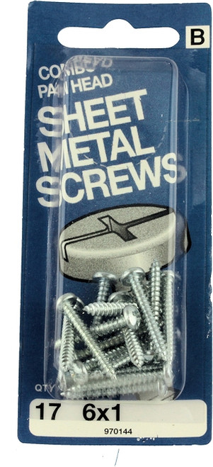 #6 x 1 Combo Pan Head Sheet Metal Screws - 17 Pack