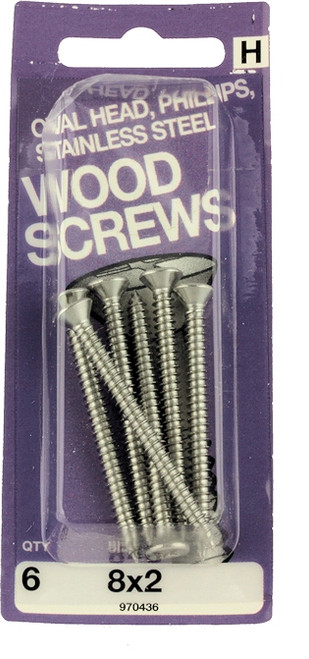 8 x 2 Stainless Steel Oval Head Wood Screws H-970436