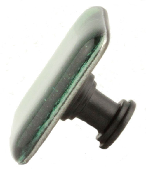 American Handcrafted Mirrored Sea Green Glass Knob - Black - 1 1/2"