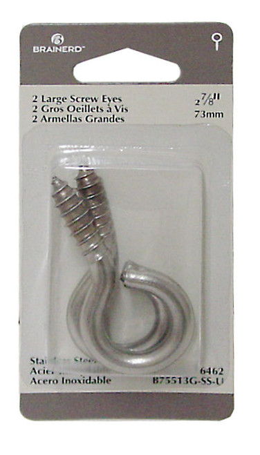 Stainless Steel Large Eye Screws Two Pack (2) 2-7/8" LQ-B75513G-SS-U