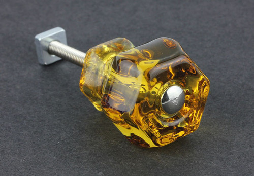 Antique Honey Amber Glass Knob - 1-1/4"