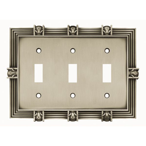 Pineapple Triple Switch Plate - Brushed Satin Pewter (64467)