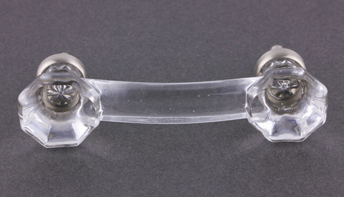 Clear Glass handle - Octagon w/ Brushed Nickel 3"