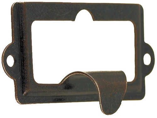 Antique Copper (Bronze) Cabinet Label Holder w/ Finger handle - 2 1/2" (1300)