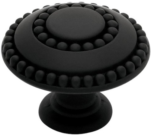 Knob Double Beaded Design 1-3/8" Flat Black L-PBF808Y-FB-C