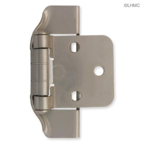 Pair 1/2" Overlay Semi-Wrap Satin Nickel Hinges L-H01915C-SN-O