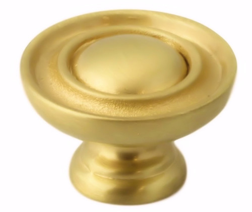 Classic Center Peak Two Rings Soft Satin Brass 1-1/4" Cabinet Knob DL-P2694SB