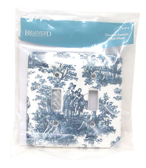 Double Switch Wall Plate, Bisque Blue French Toile' LQ-67856