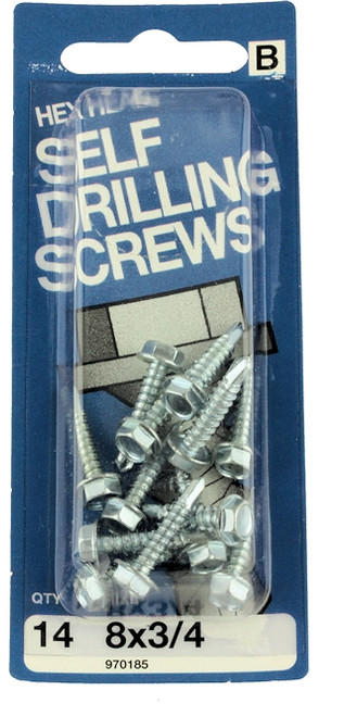 8 x 3/4" Hex Head Self Drilling Screws - 14 Pack