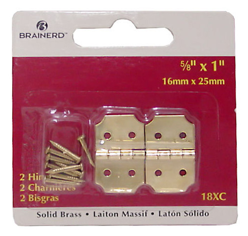 Pair 5/8" X 1" Solid Brass Hinges With Brads LQ-18XC