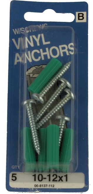 10-12 x 1 Vinyl Anchors with Screws - 5 Pack