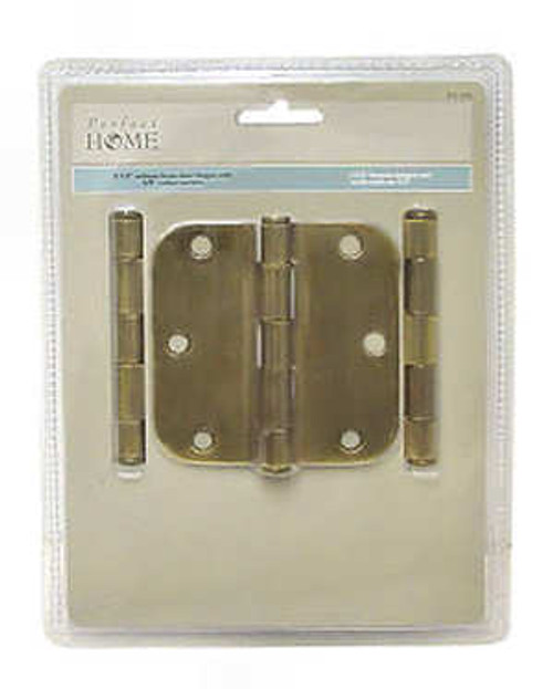 Antique Brass Door Hinges 3-1/2" (Set Of 3) 5/8" Radius Corners (473 204) L-HN0011P-AB-U1