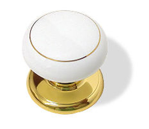 White Ceramic Knob W/ Base - 1 15/16" LQ-P59012C-W-C