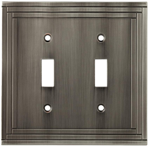 Allen + Roth - Lexington Double Switch Wall Plate - Brushed Nickel - W22981-904-U