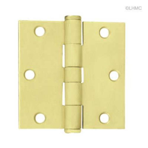 Satin Brass Hinge - 3-1/2" - Square Corner - Full Mortise LQ-HN0039G-SB-U