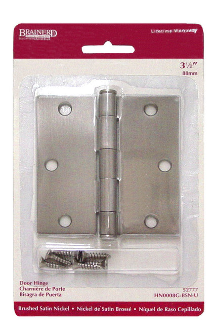 3 1/2" Brushed Satin Nickel Square Corner Door Hinge LQ-HN0008G-BSN-U