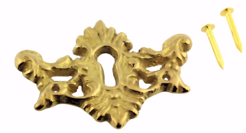 Escutcheon Plate  2" Horizontal Solid Brass Cast Keyhole K12-B3571SB