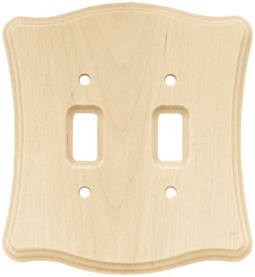 Wood Scalloped Double Switch Plate - Unfinished (64631)