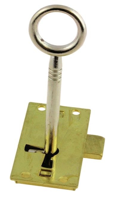 Heavy Duty Surface Mount Cupboard Lock & Key - Brass Plated L68841