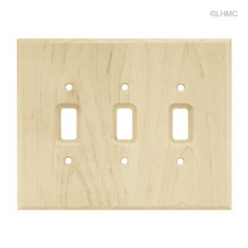 Unfinished Birch Wall Plate - Triple Switch  L-126796