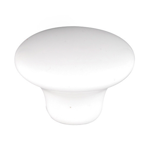 White Ceramic Knob  1-1/2" Flatter Top  DL-P256-112FTWT