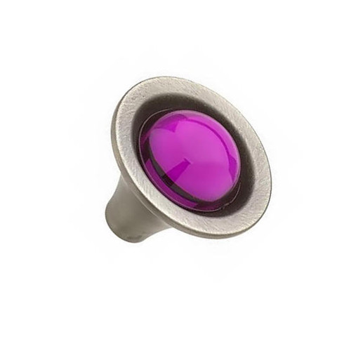 Amethyst Glass & Brushed Satin Pewter Knob 1-1/4"