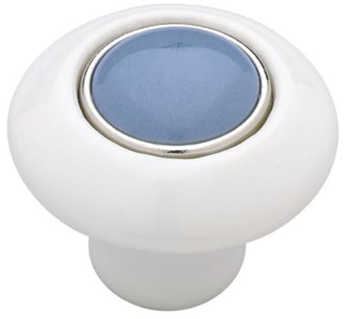 White Ceramic Knob w/ Light Blue Insert LQ-PBF430Y-SYB-C