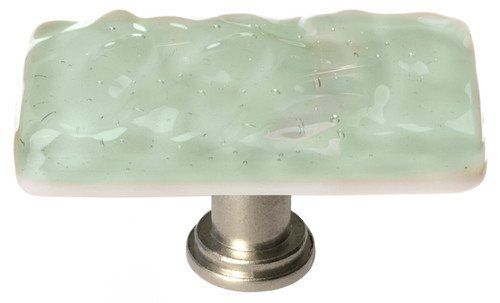 Glacier spruce green long knob with satin nickel base