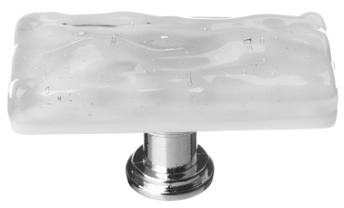 Skinny Glacier blue-gray long knob with polished chrome base