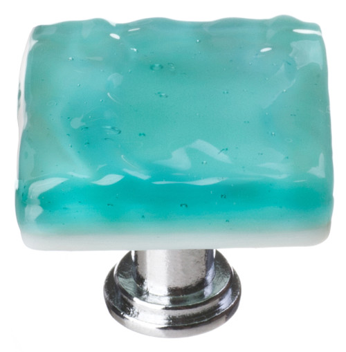 Glacier aqua knob with polished chrome base
