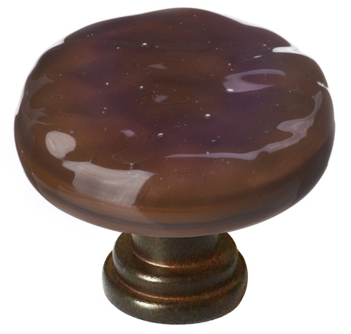 Glacier woodland brown round knob with oil rubbed bronze base