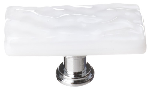 Skinny Glacier white long knob with polished chrome base