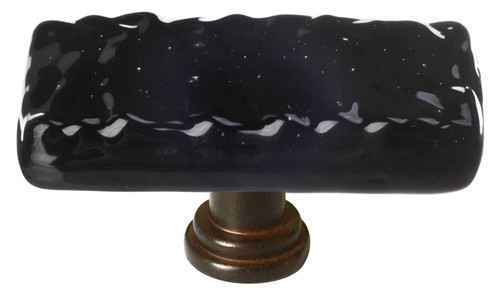 Glacier black long knob with oil rubbed bronze base