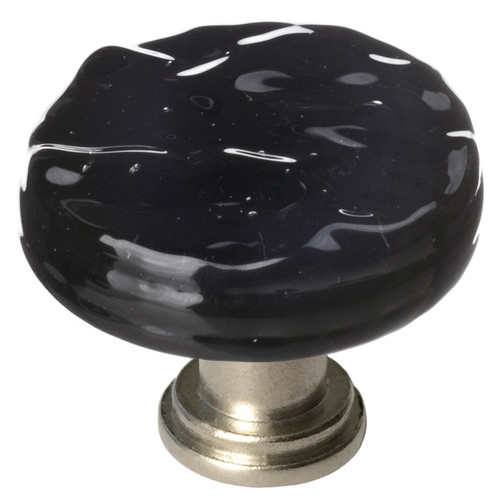 Glacier black round knob with satin nickel base