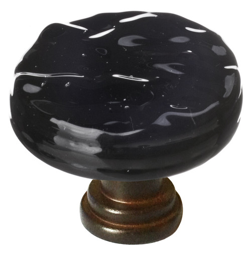 Glacier black round knob with oil rubbed bronze base