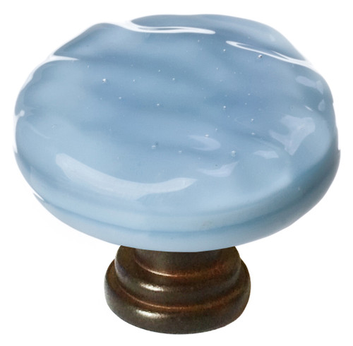 Glacier powder blue round knob with oil rubbed bronze base