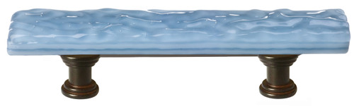 Skinny Glacier powder blue pull with oil rubbed bronze base