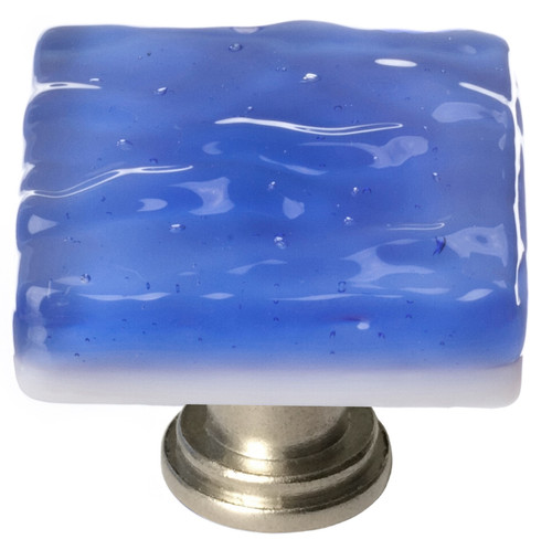 Glacier sky blue knob with satin nickel base