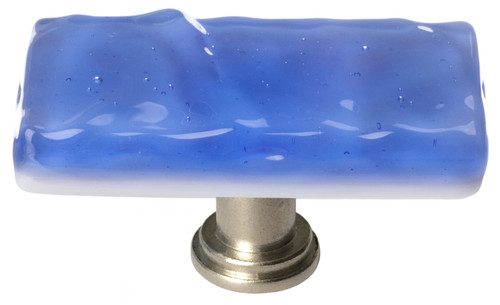 Glacier sky blue long knob with satin nickel base