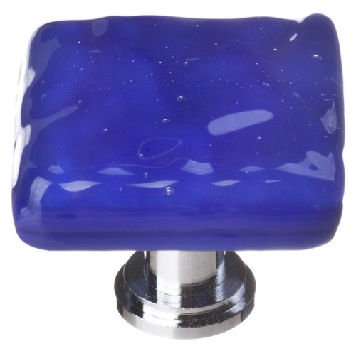 Glacier cobalt knob with polished chrome base