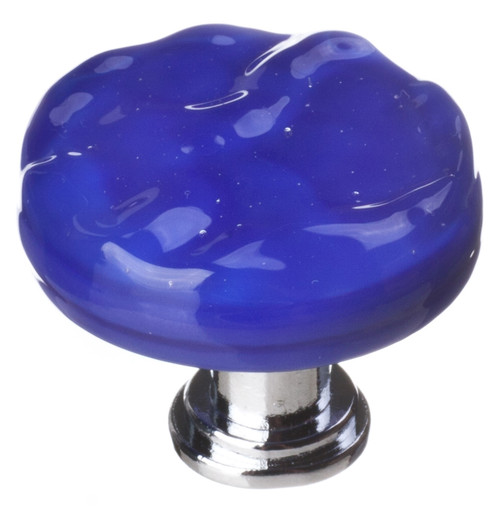Glacier cobalt round knob with polished chrome base