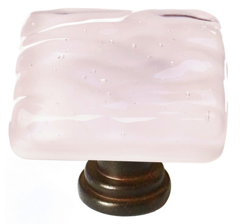 Glacier rose knob with oil rubbed bronze base